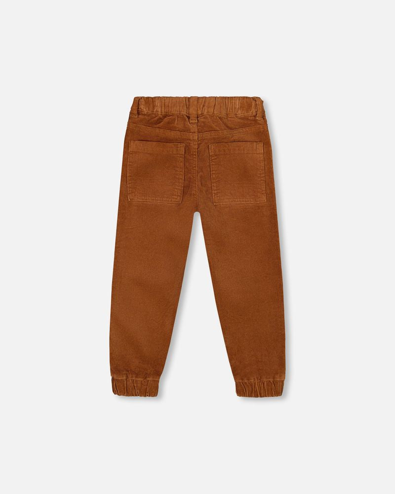 Pantalon de jogging en velours côtelé extensible brun pacane