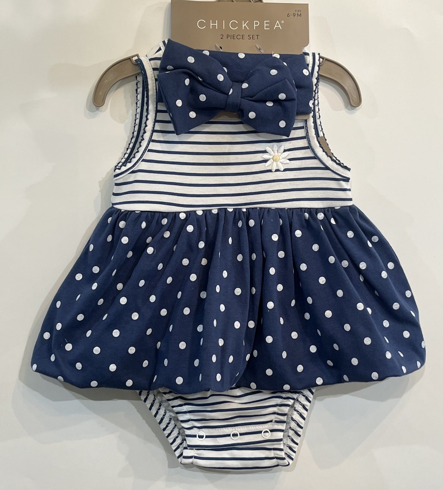 Robe cache couche bleu-marin avec bandeau assorti