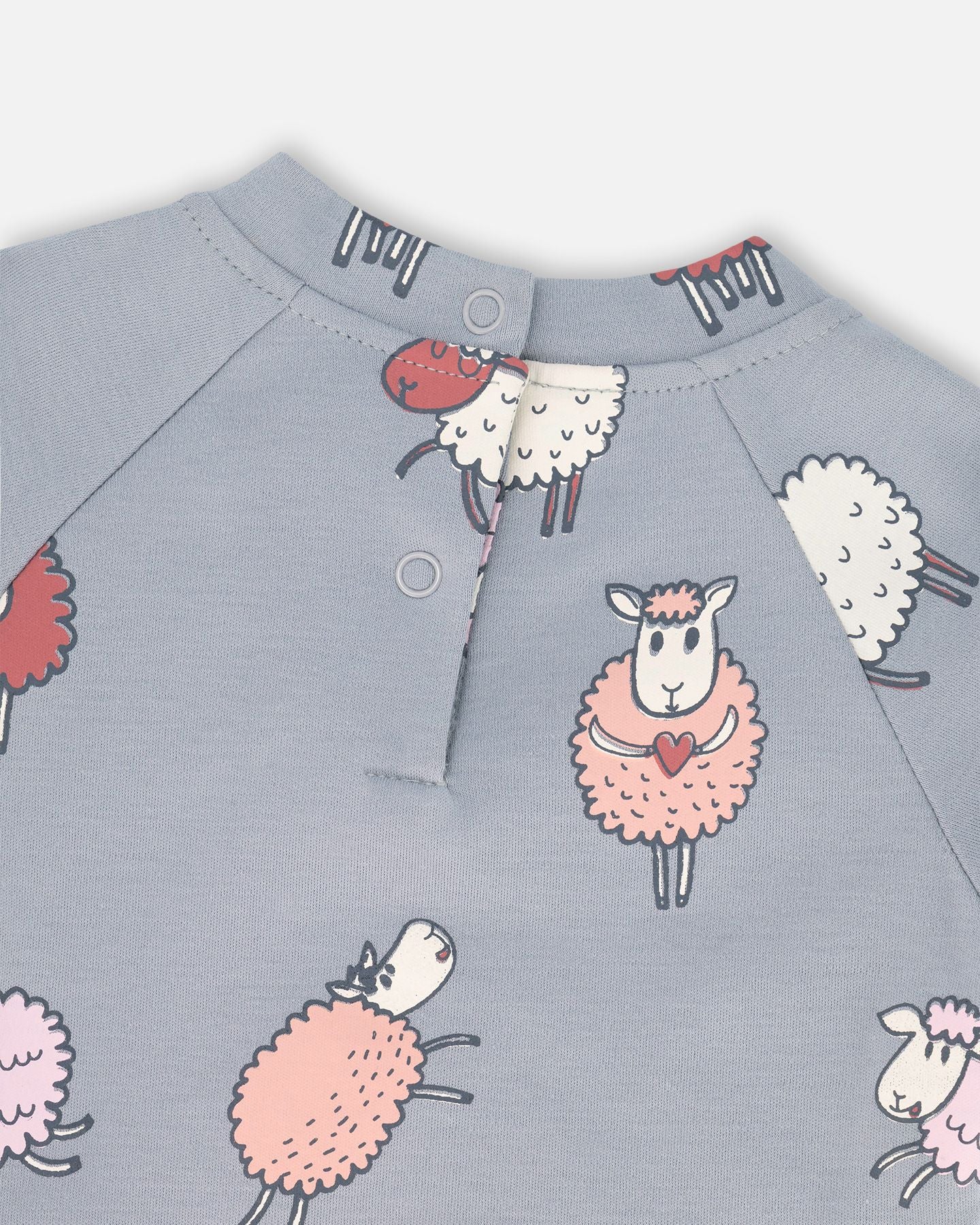 Ensemble haut et pantalon évolutif bleu-gris avec imprimé de moutons