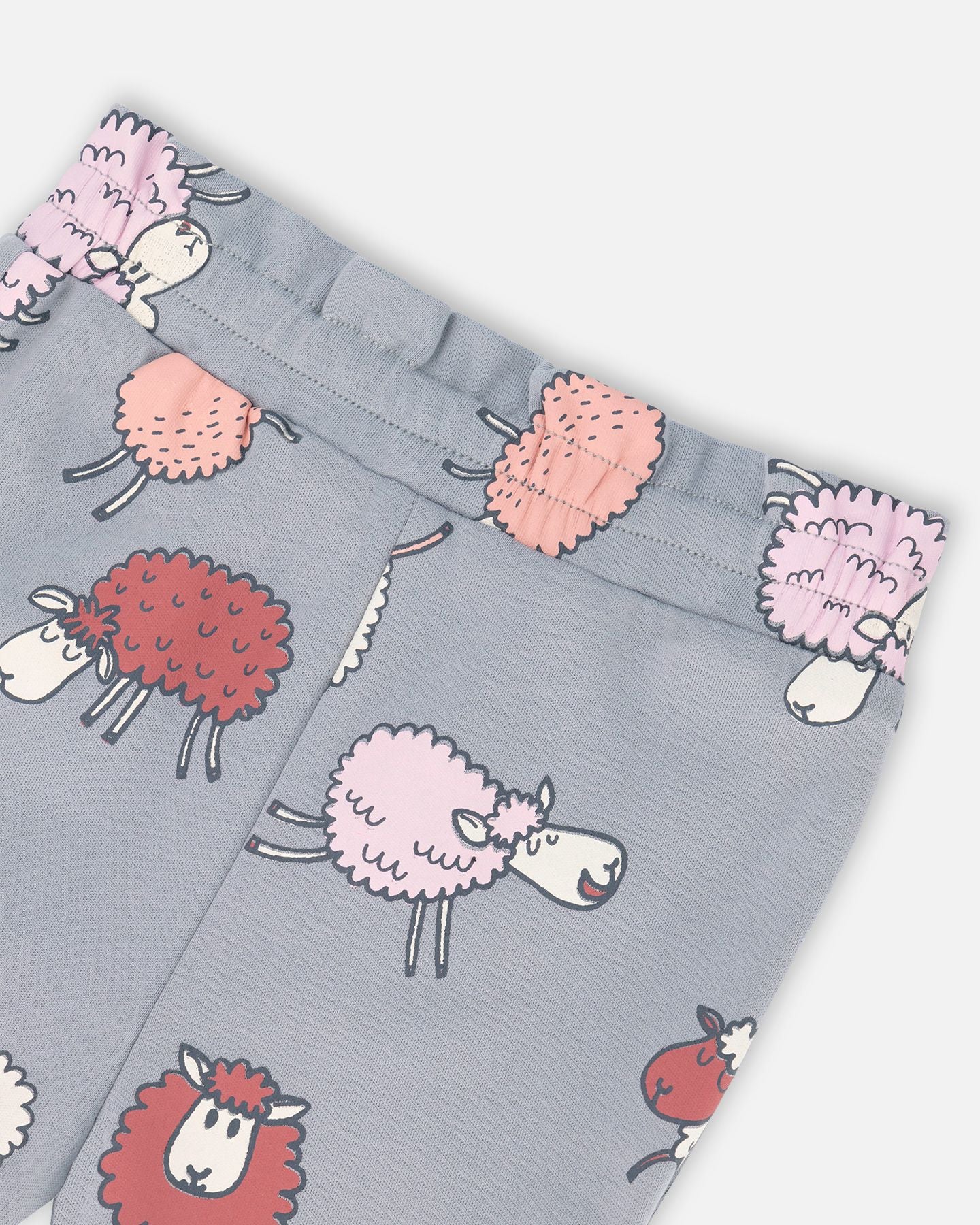 Ensemble haut et pantalon évolutif bleu-gris avec imprimé de moutons