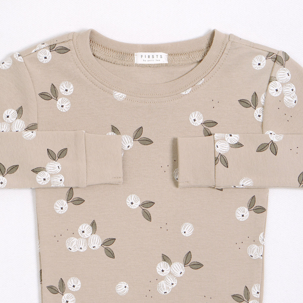 Ensemble pyjama taupe à imprimés de groseilles