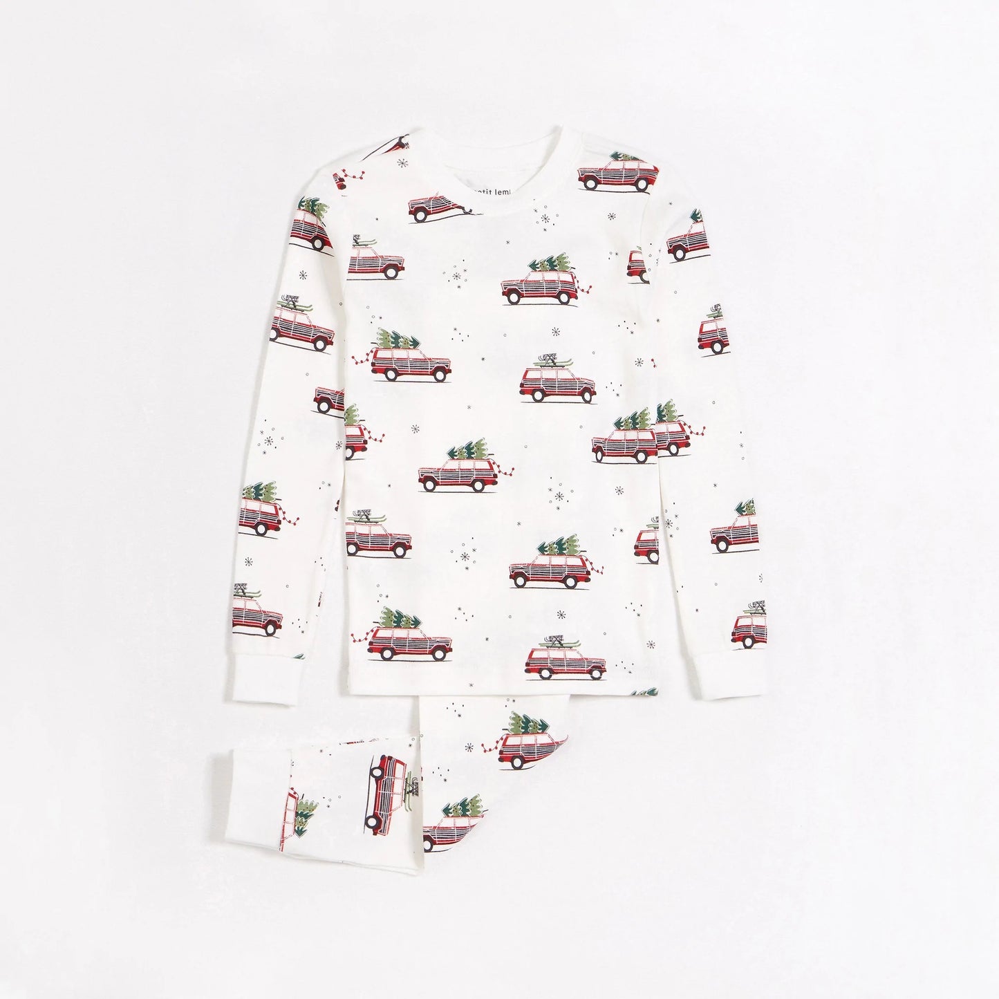 Ensemble pyjama blanc cassé à imprimés de voitures festives