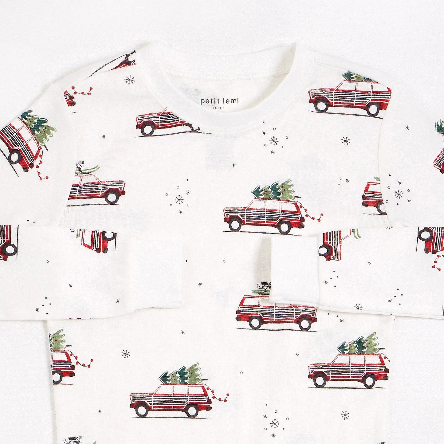 Ensemble pyjama blanc cassé à imprimés de voitures festives