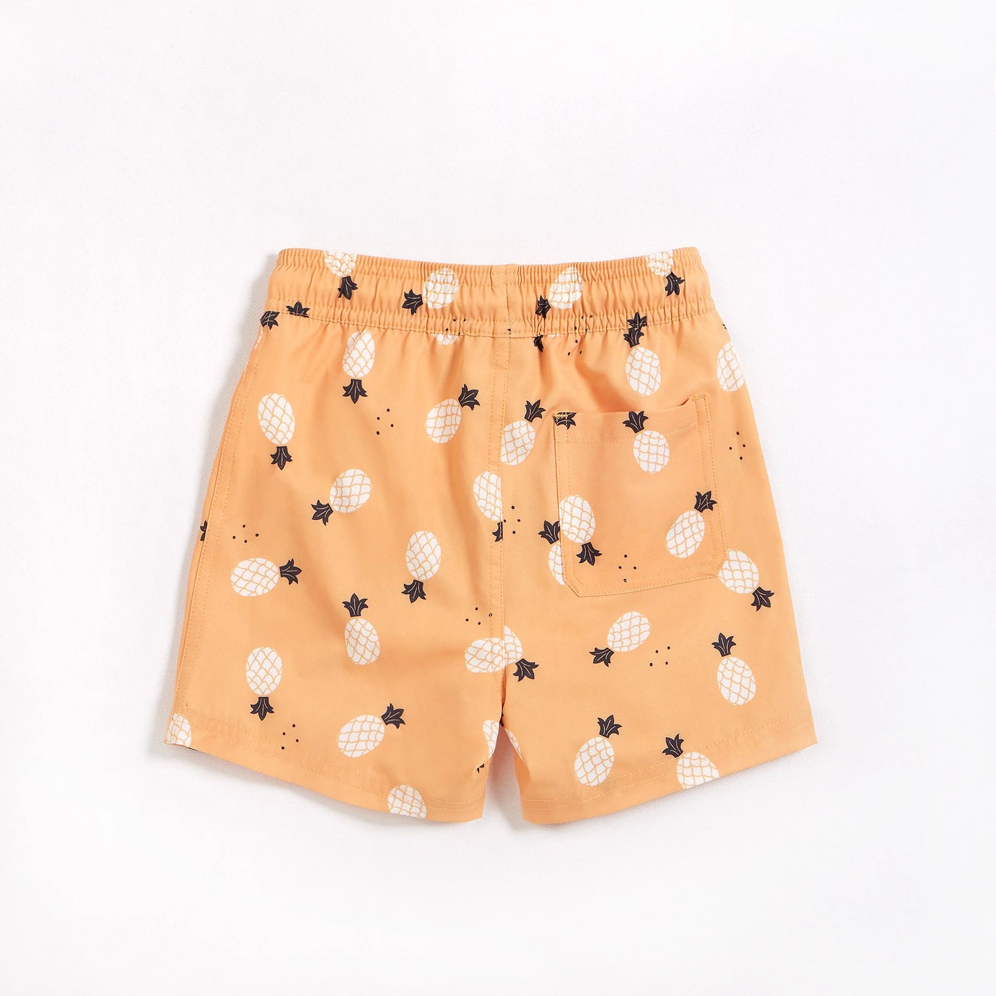 Short de bain orange à imprimés d'ananas