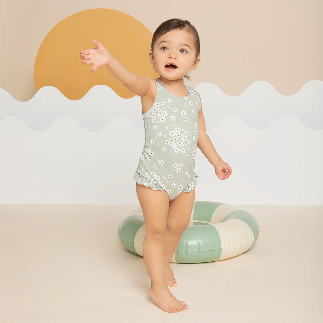Maillot de bain sauge à imprimé floral