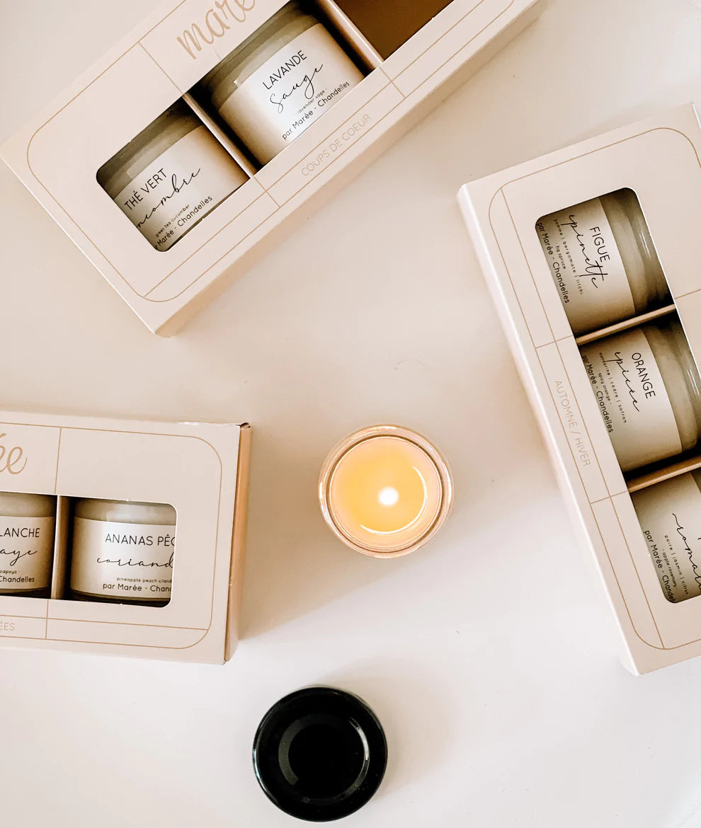 COFFRET CADEAU - TRIO DE CHANDELLES DE SOYA