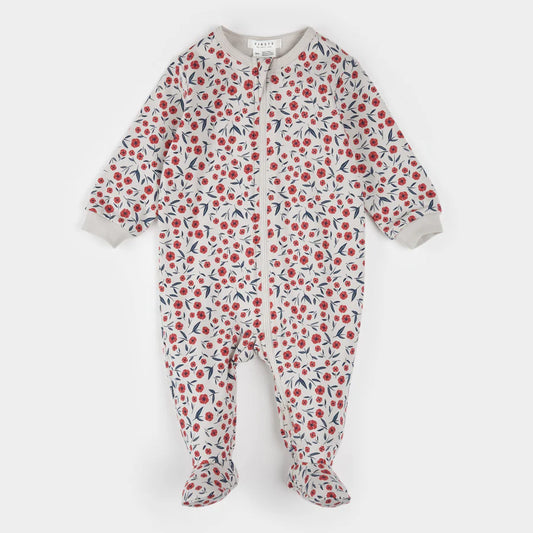 Pyjama à imprimé floral coquelicot sur dormeuse beige