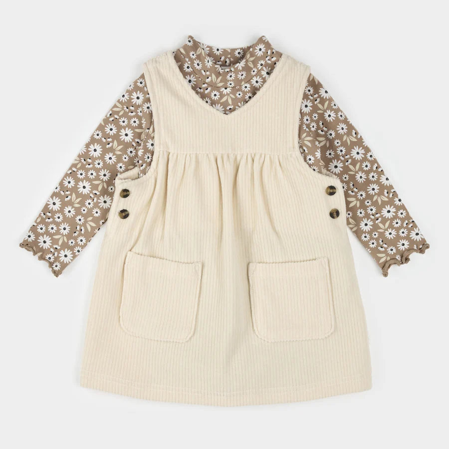 Ensemble de robe en velours côtelé imprimé marguerite