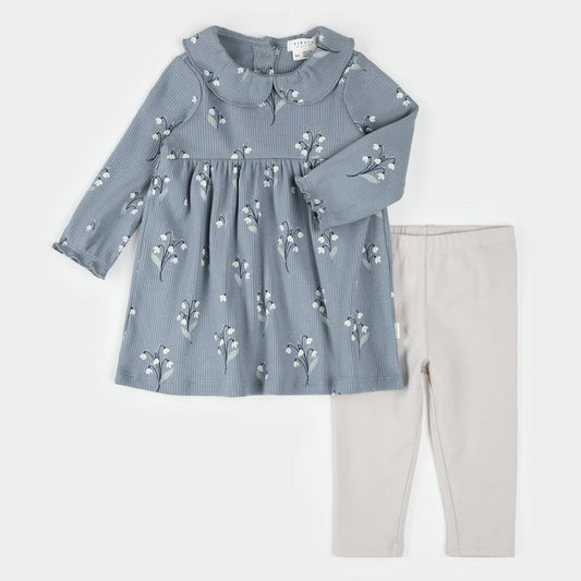 Ensemble robe côtelé à imprimé perce-neige