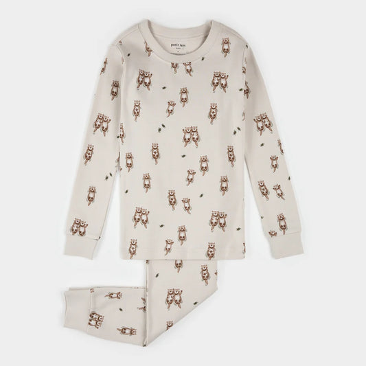Ensemble pyjama imprimé loutre sur crème