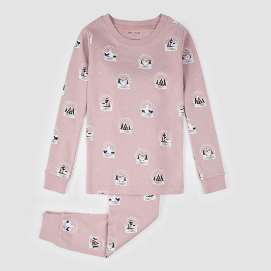 Ensemble pyjama bébé violet à imprimé boule à neige