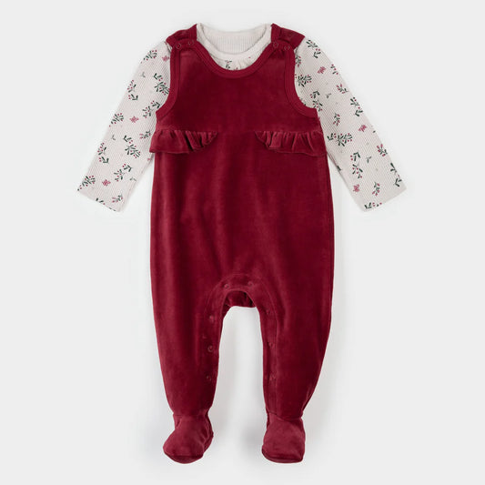 Ensemble salopette thermique imprimé baie d’hiver et houx