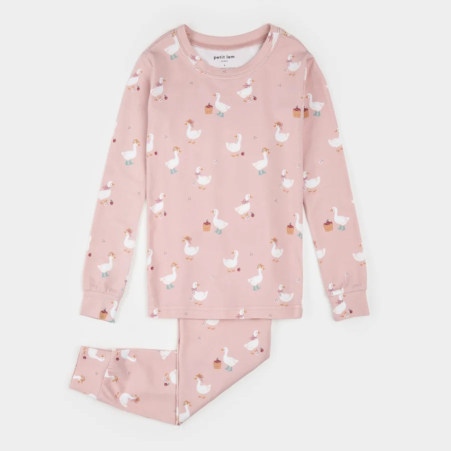 Ensemble pyjama LunaKnit rose primevère à imprimé canards