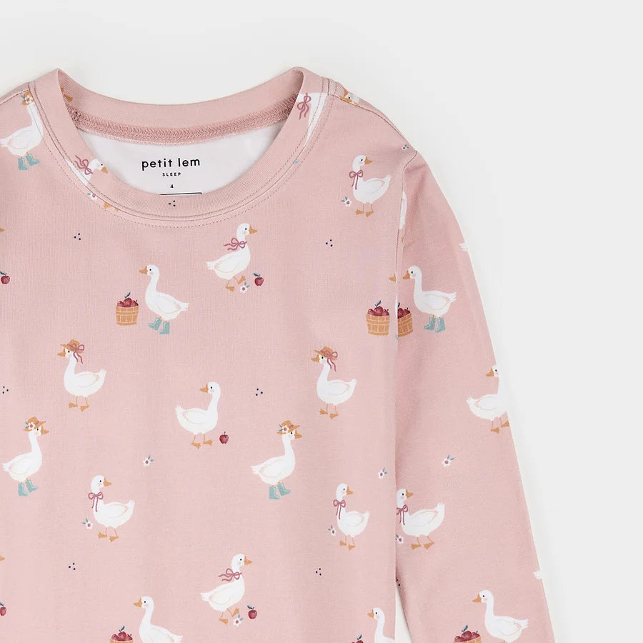 Ensemble pyjama LunaKnit rose primevère à imprimé canards