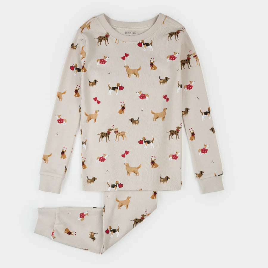 Ensemble pyjama beige à imprimé « Puppy Love »