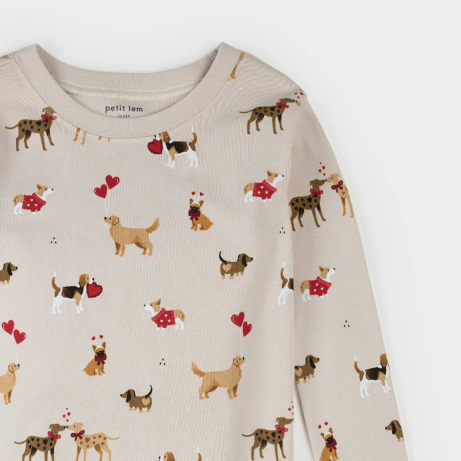 Ensemble pyjama beige à imprimé « Puppy Love »