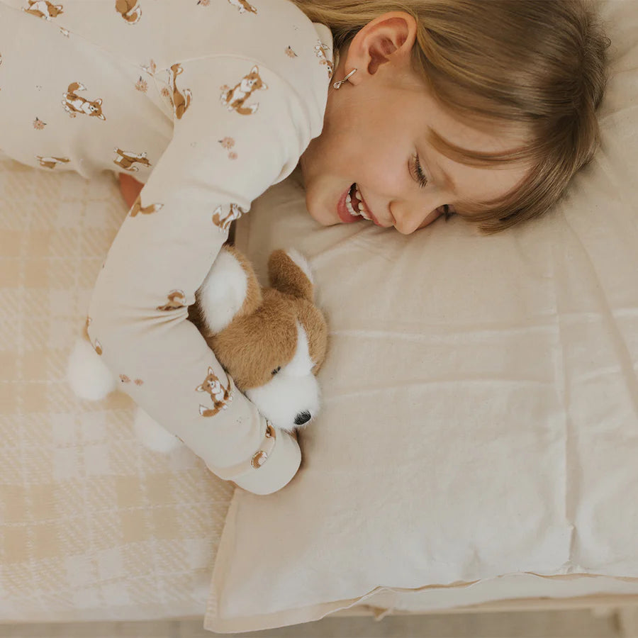 Imprimé corgi sur pyjama blanc antique