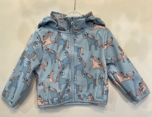Veste mi-saison, bleu clair à motif de licornes,