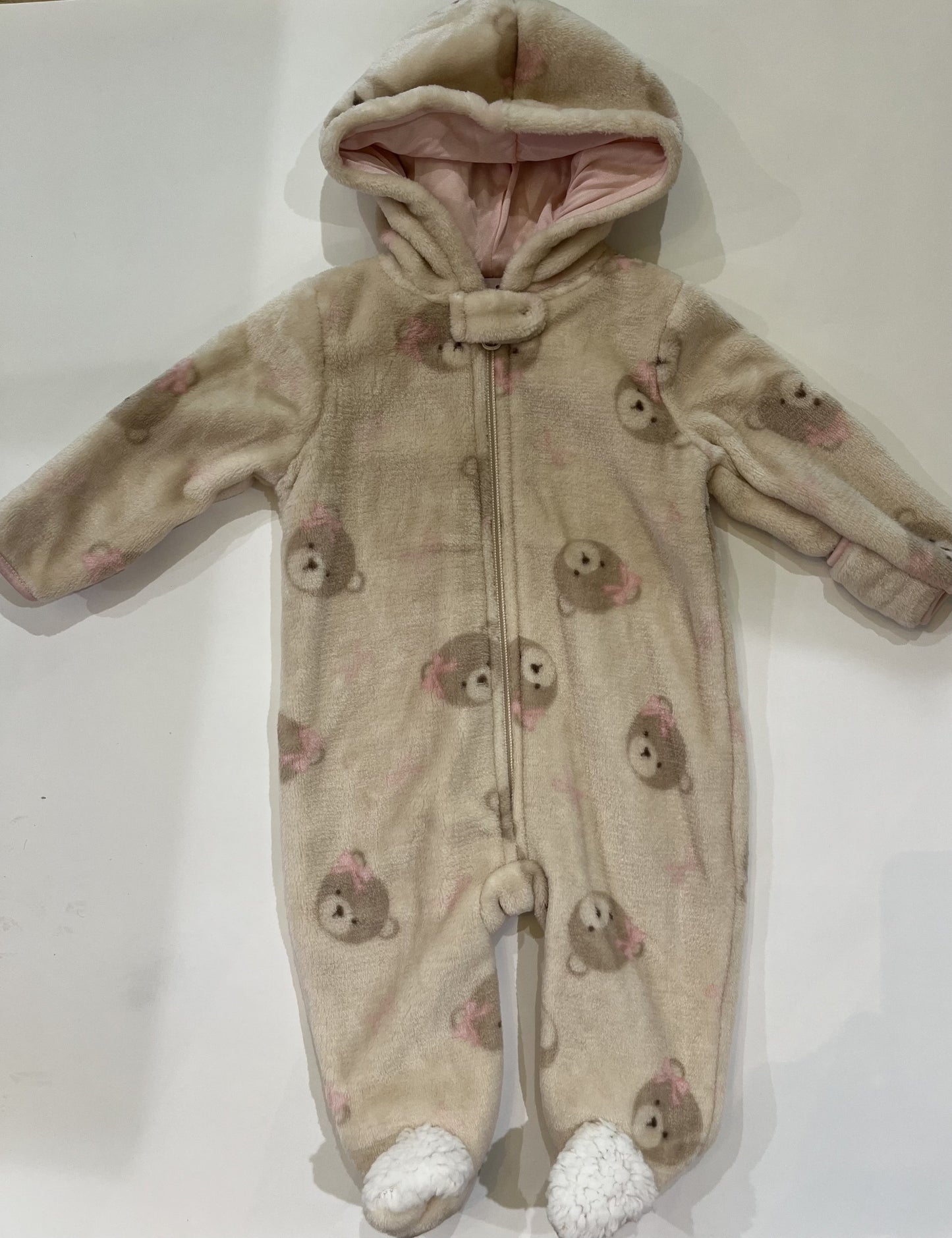 Combinaison en sherpa beige (oursons avec boucles rose) et (oursons ton sur ton)