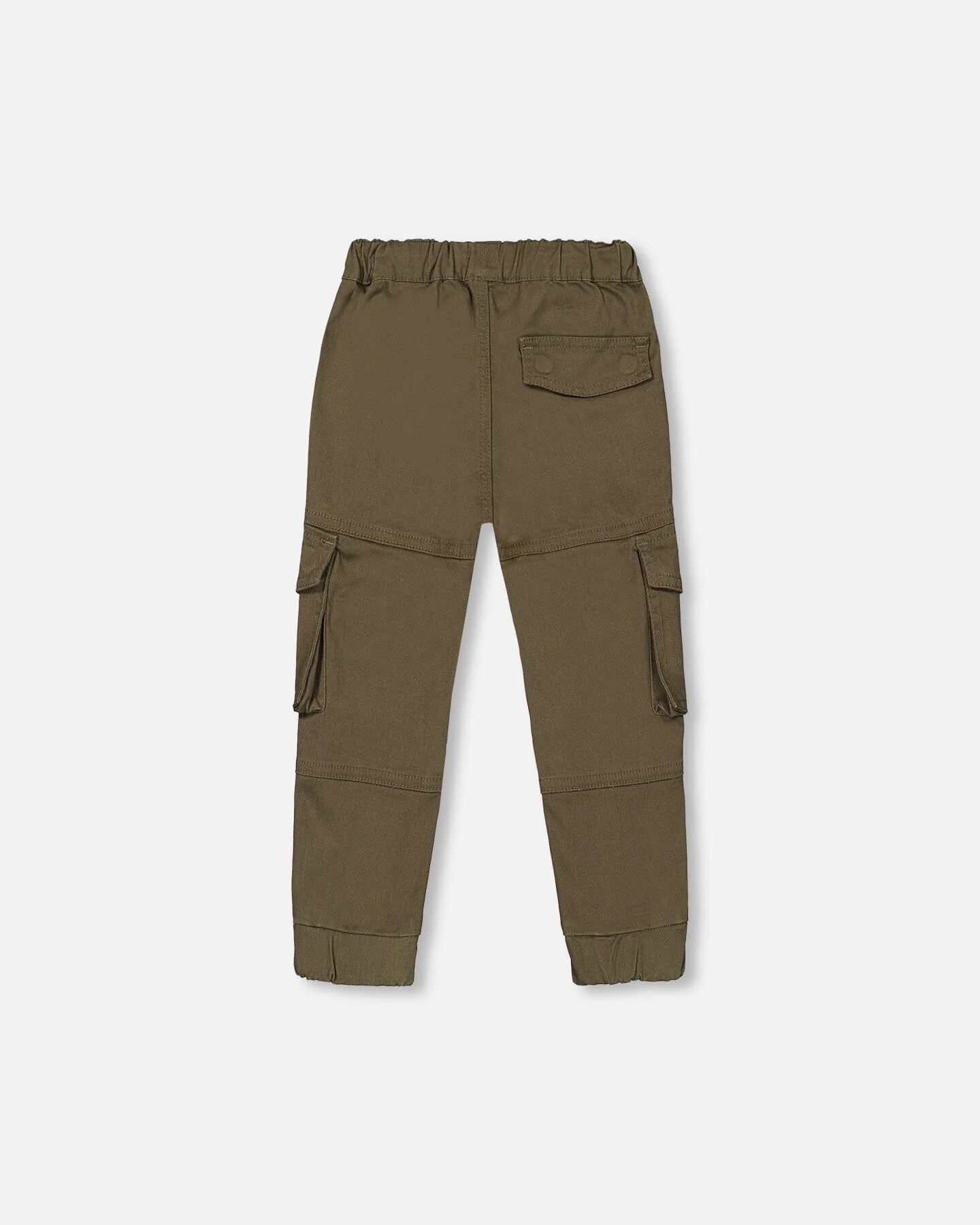 Pantalon jogger en sergé extensible avec poches cargo vert kaki