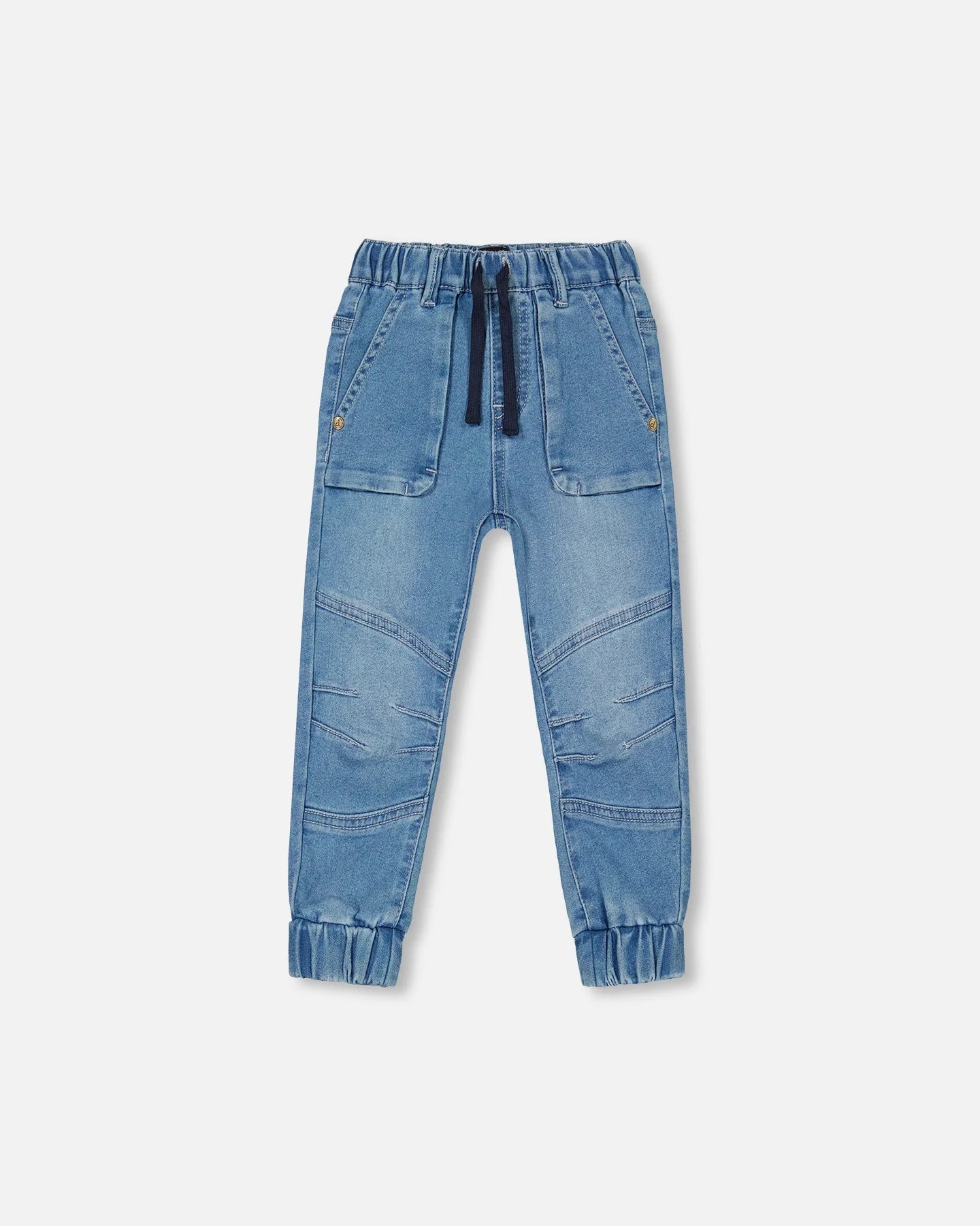 Pantalon denim extensible coupe jogger bleu pâle