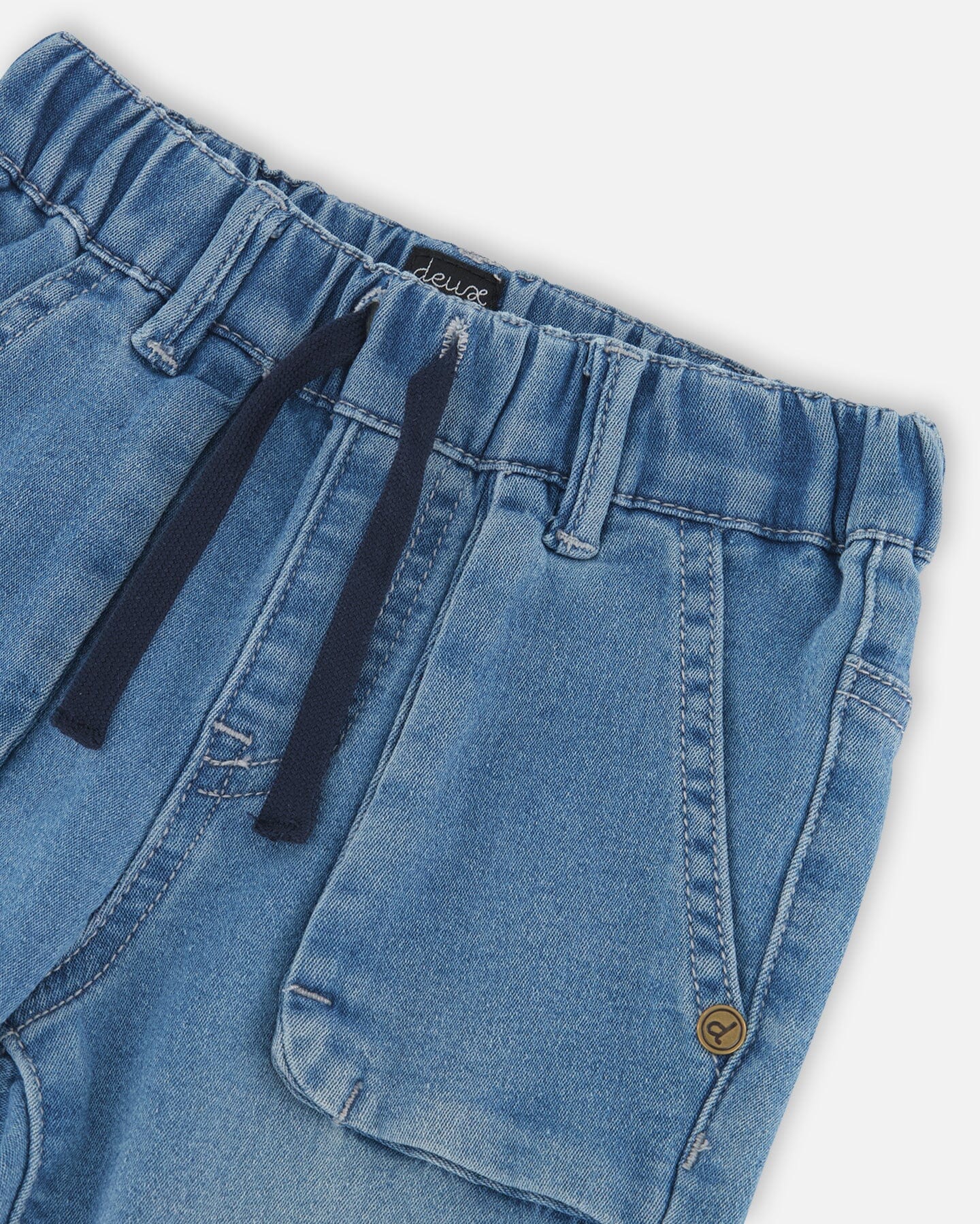 Pantalon denim extensible coupe jogger bleu pâle