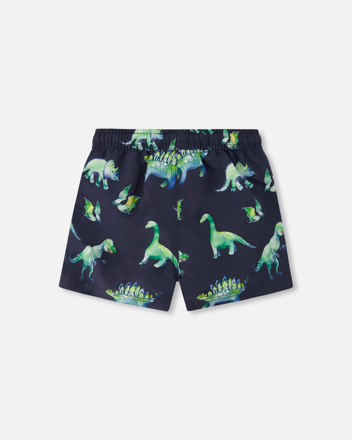 Short maillot de bain mi-cuisse gris imprimé dinosaures