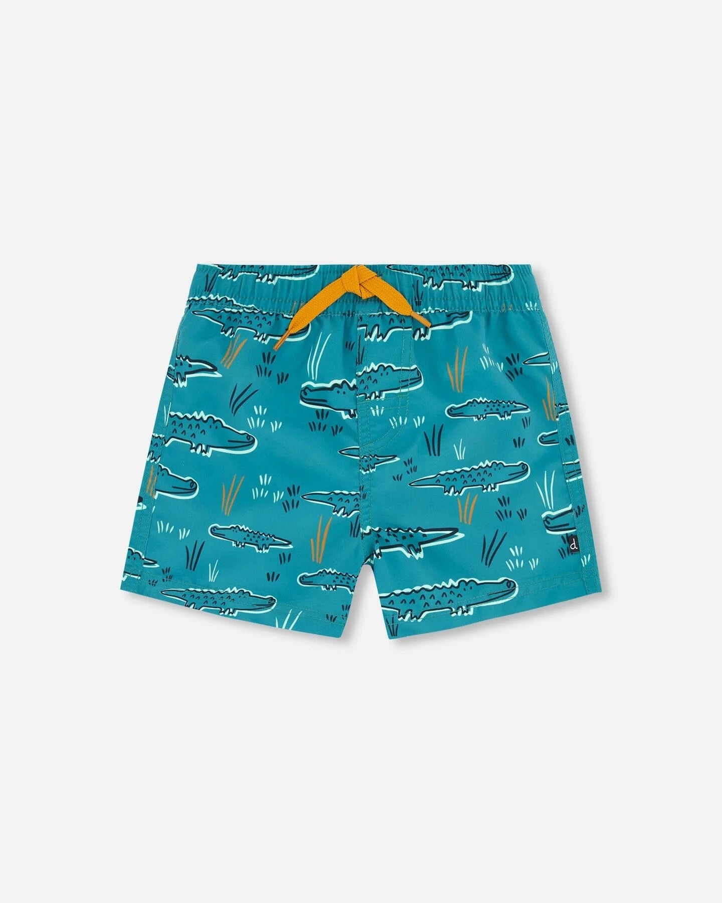 Short Maillot De Bain Mi-Cuisse Vert Imprimé De Crocodiles