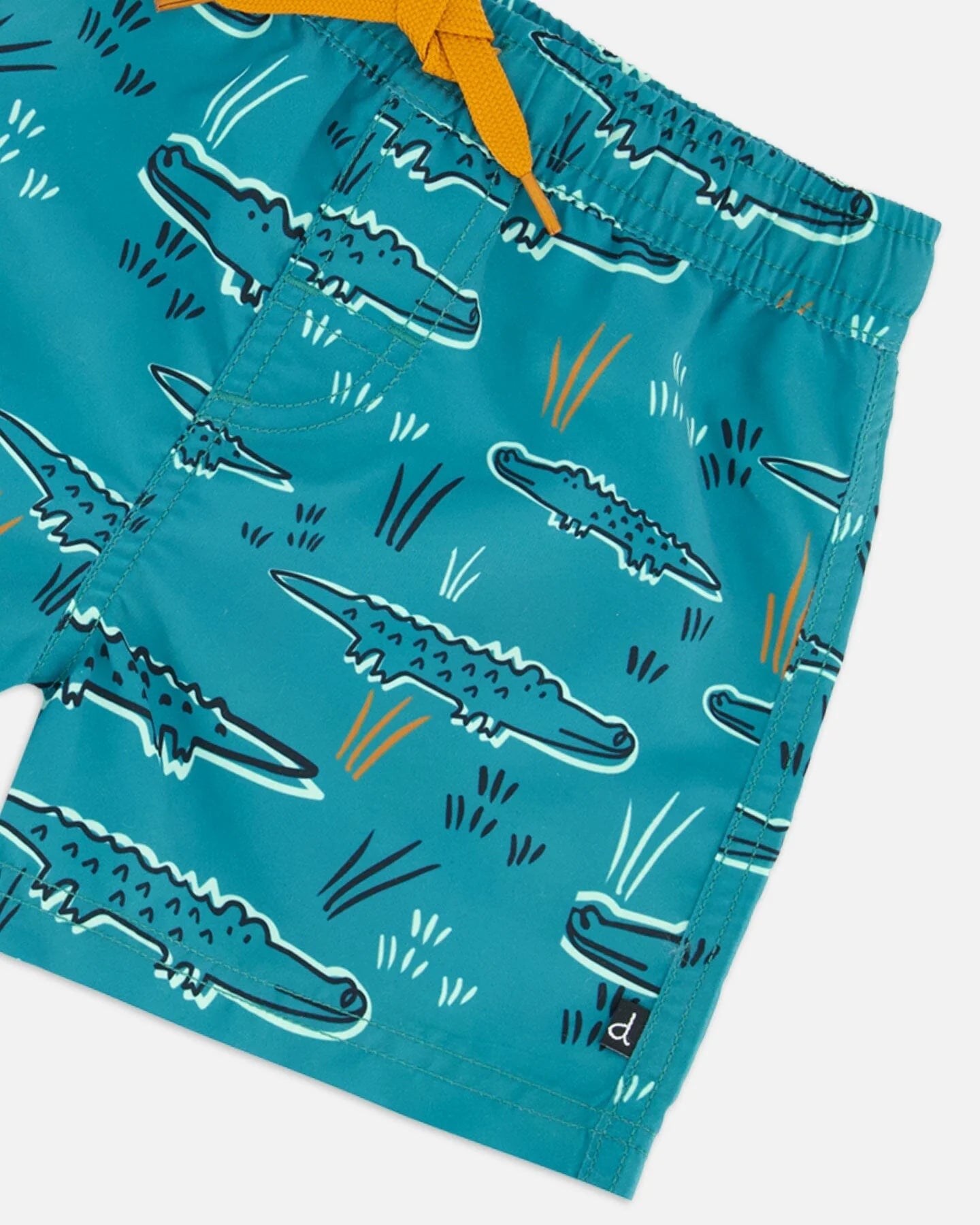 Short Maillot De Bain Mi-Cuisse Vert Imprimé De Crocodiles