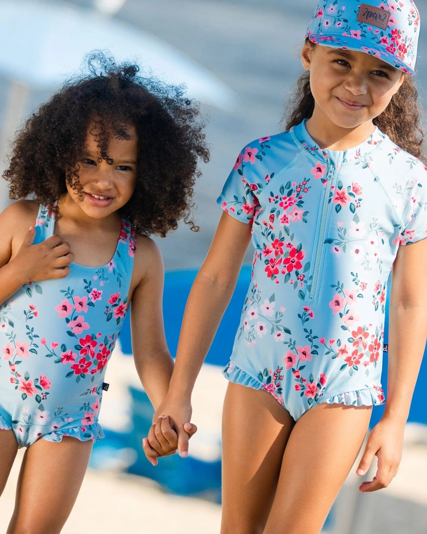 Maillot De Bain Bleu Clair Imprimé De Fleurs