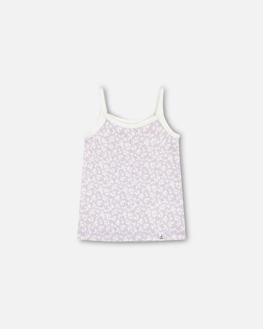 Camisole Lilas Imprimée De Petites Fleurs En Coton Biologique