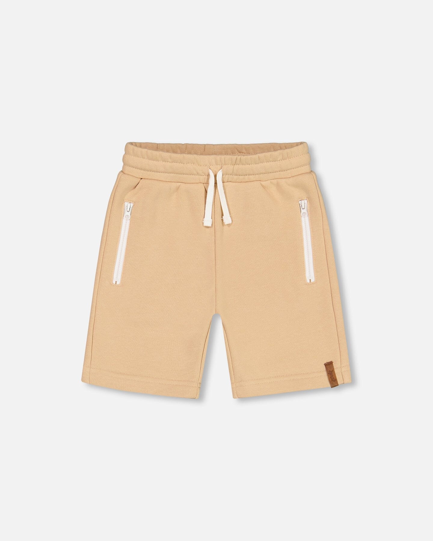 Short Avec Poches À Fermeture Éclair Beige En Coton Français