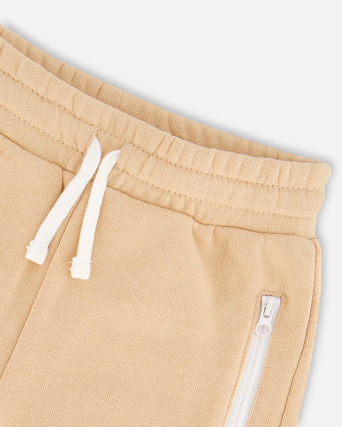 Short Avec Poches À Fermeture Éclair Beige En Coton Français