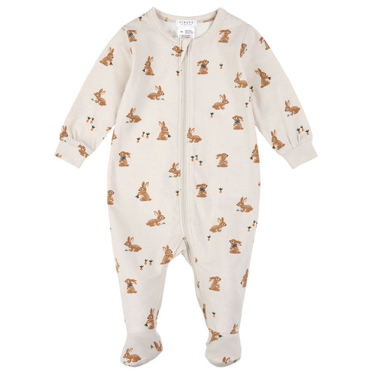 Dormeuse de couleur crème à imprimé lapins
