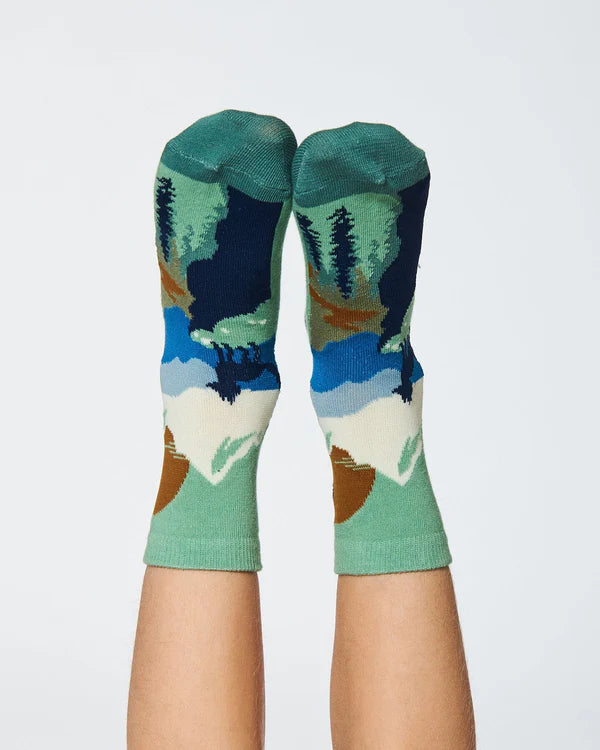 Chaussettes sauge avec paysage