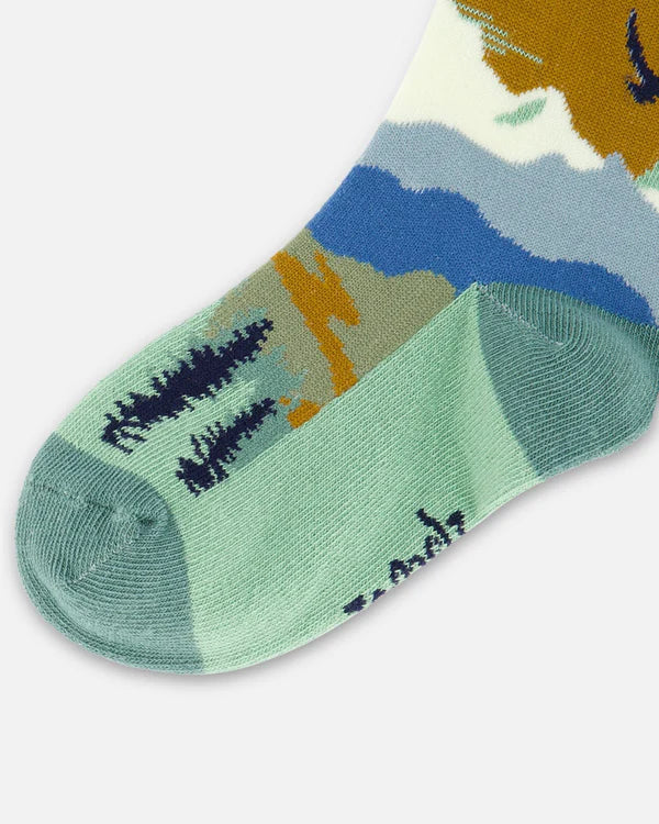 Chaussettes sauge avec paysage