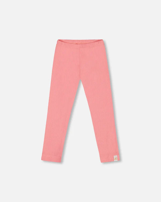 Legging côtelé rose corail