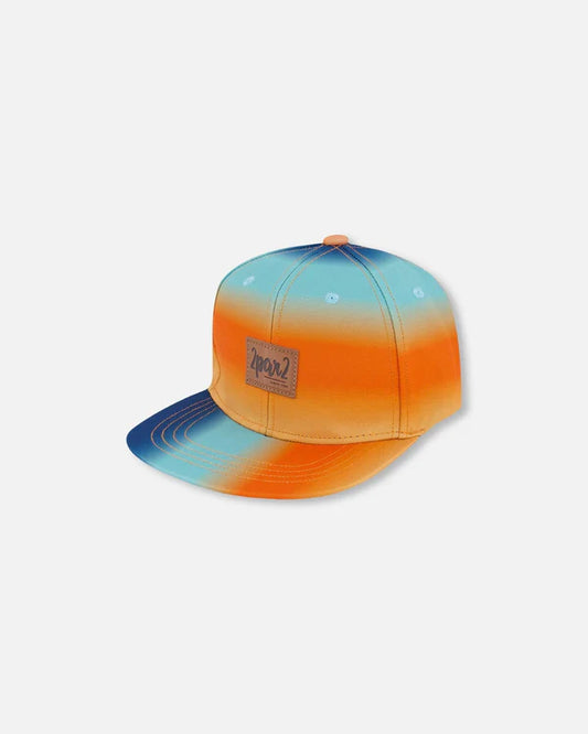 Casquette imprimée bleu marine, turquoise et orange