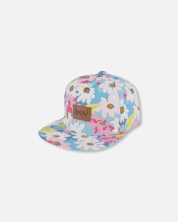 Casquette à Fleurs Blanches, Roses Et Vertes