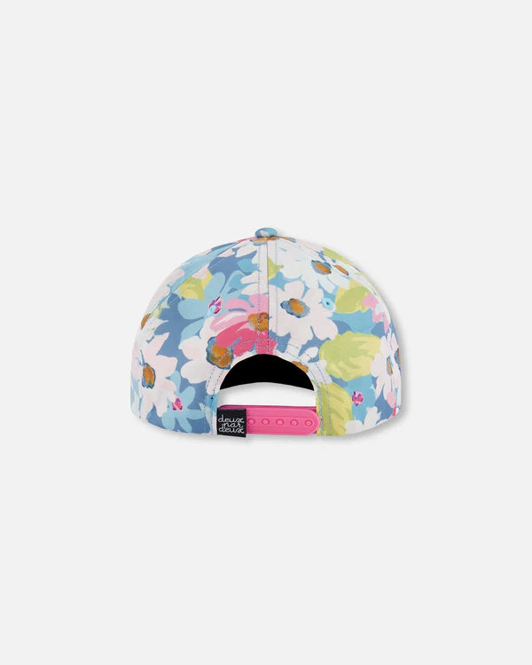 Casquette à Fleurs Blanches, Roses Et Vertes