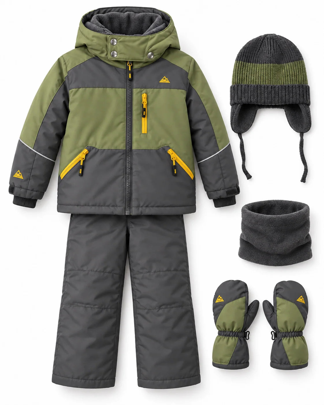 Ensemble d'hiver, manteau, pantalon et accessoires Blizz (Bleu Sarcelle) ou (vert olive/gris)
