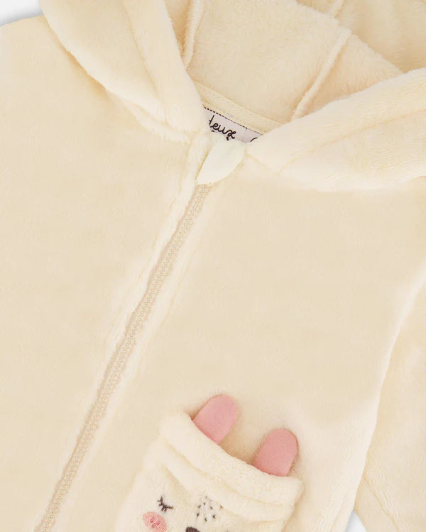 Veste zippée en peluche blanc cassé