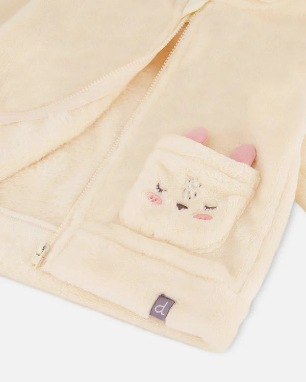 Veste zippée en peluche blanc cassé