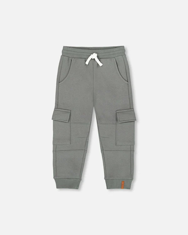 Pantalon de jogging en molleton avec poches cargo vert gris foncé