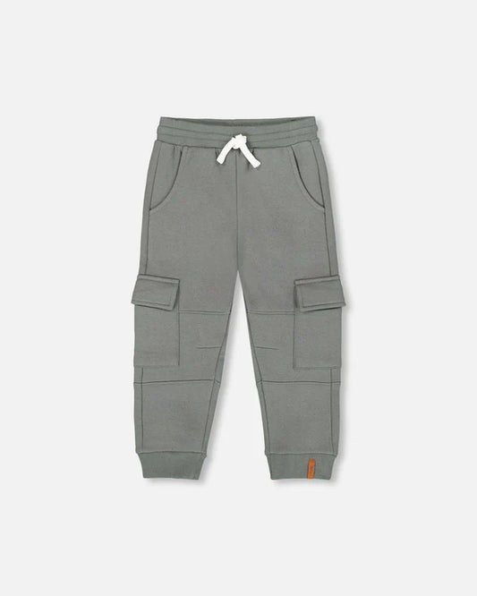 Pantalon de jogging en molleton avec poches cargo vert gris foncé