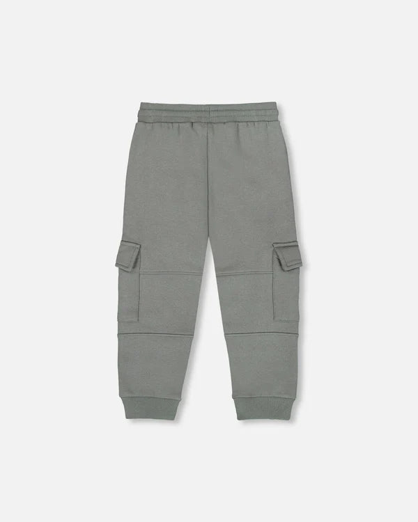 Pantalon de jogging en molleton avec poches cargo vert gris foncé