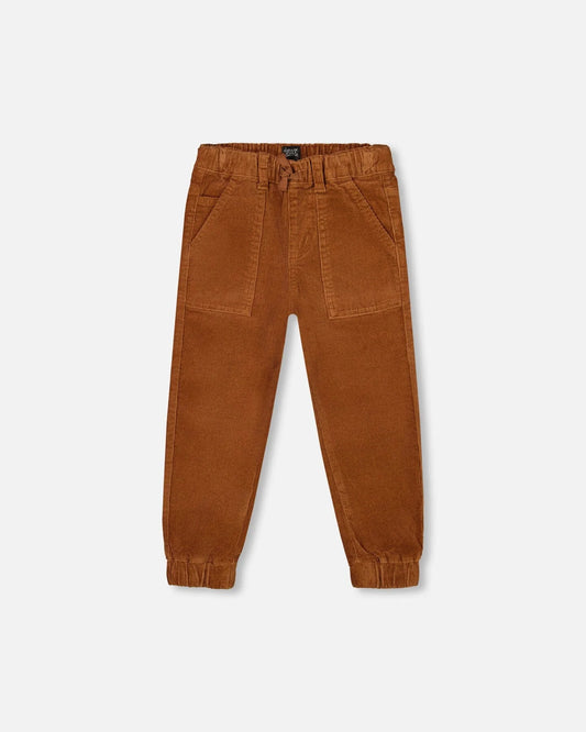 Pantalon de jogging en velours côtelé extensible brun pacane