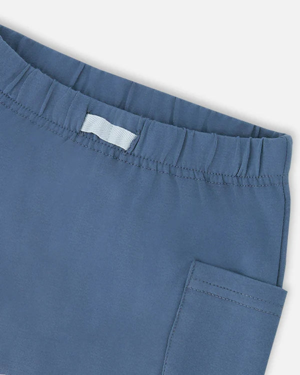 Ensemble t-shirt en jersey et short en coton biologique gris chiné imprimé tortues et bleu moyen