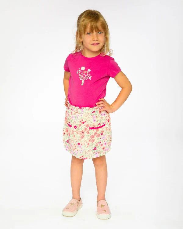 Jupe-culotte en mousseline beige imprimé de fleurs