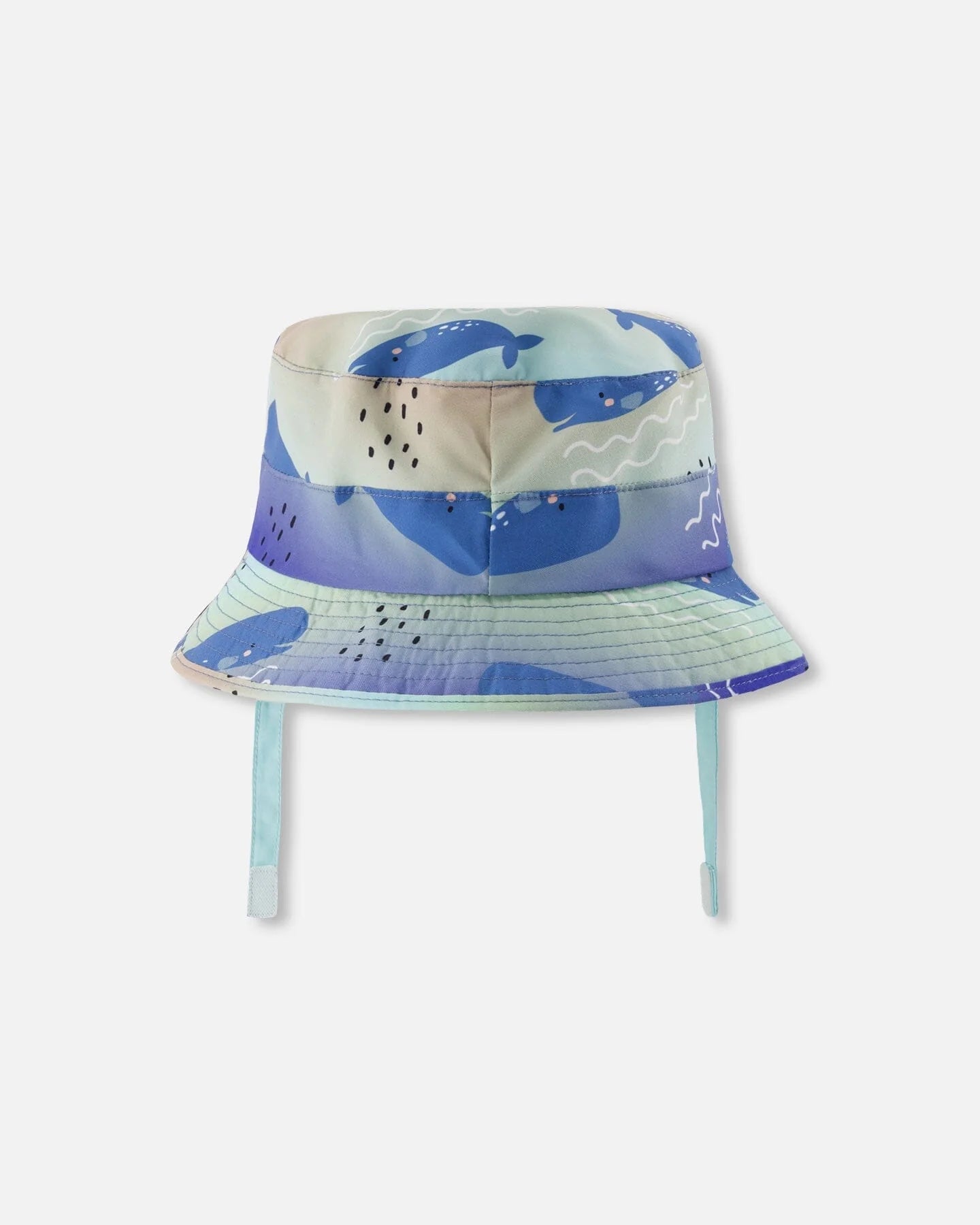 Chapeau de plage en polyester recyclé bleu imprimé baleines